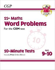 11plus CEM 10-Minute Tests: Maths Word Problems - Ages 9-10 (with Online Edition) cena un informācija | Izglītojošas grāmatas | 220.lv