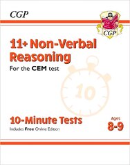 11plus CEM 10-Minute Tests: Non-Verbal Reasoning - Ages 8-9 (with Online Edition) cena un informācija | Izglītojošas grāmatas | 220.lv