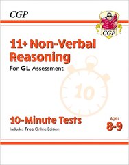 11plus GL 10-Minute Tests: Non-Verbal Reasoning - Ages 8-9 (with Online Edition) cena un informācija | Izglītojošas grāmatas | 220.lv