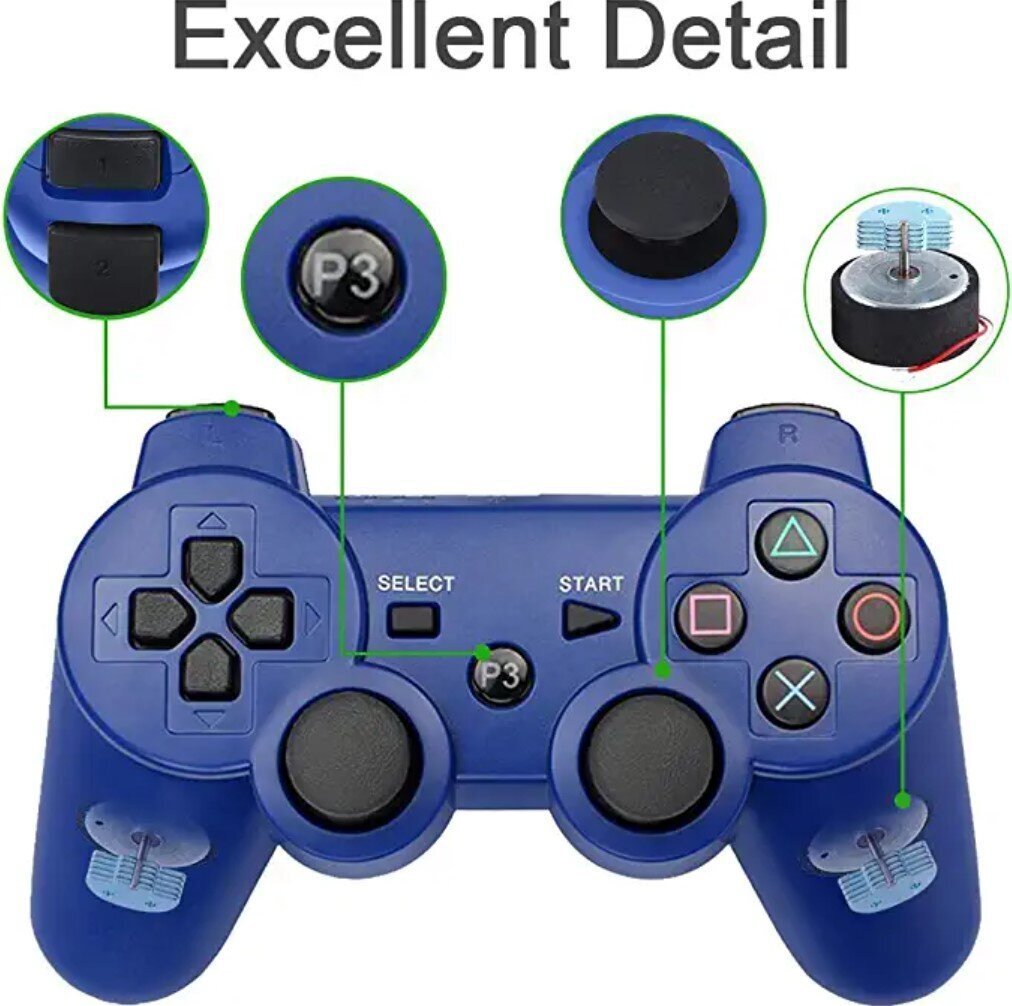 Spēļu pults Games World PS3 Doubleshock 3 bezvadu spēļu pults, kursorsvira, zila, piemērota PS3 cena un informācija | Spēļu kontrolieri | 220.lv