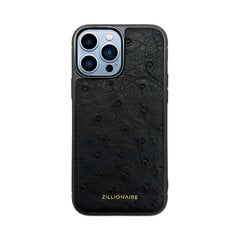 ZILLIONAIRE iPhone 13 Pro Max (6,7″) Ostrich Skin ādas apvalks – Melns cena un informācija | Telefonu vāciņi, maciņi | 220.lv
