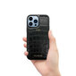 ZILLIONAIRE iPhone 13 Pro Max (6,7″) Croco Embossed Matte ādas apvalks – Melns cena un informācija | Telefonu vāciņi, maciņi | 220.lv