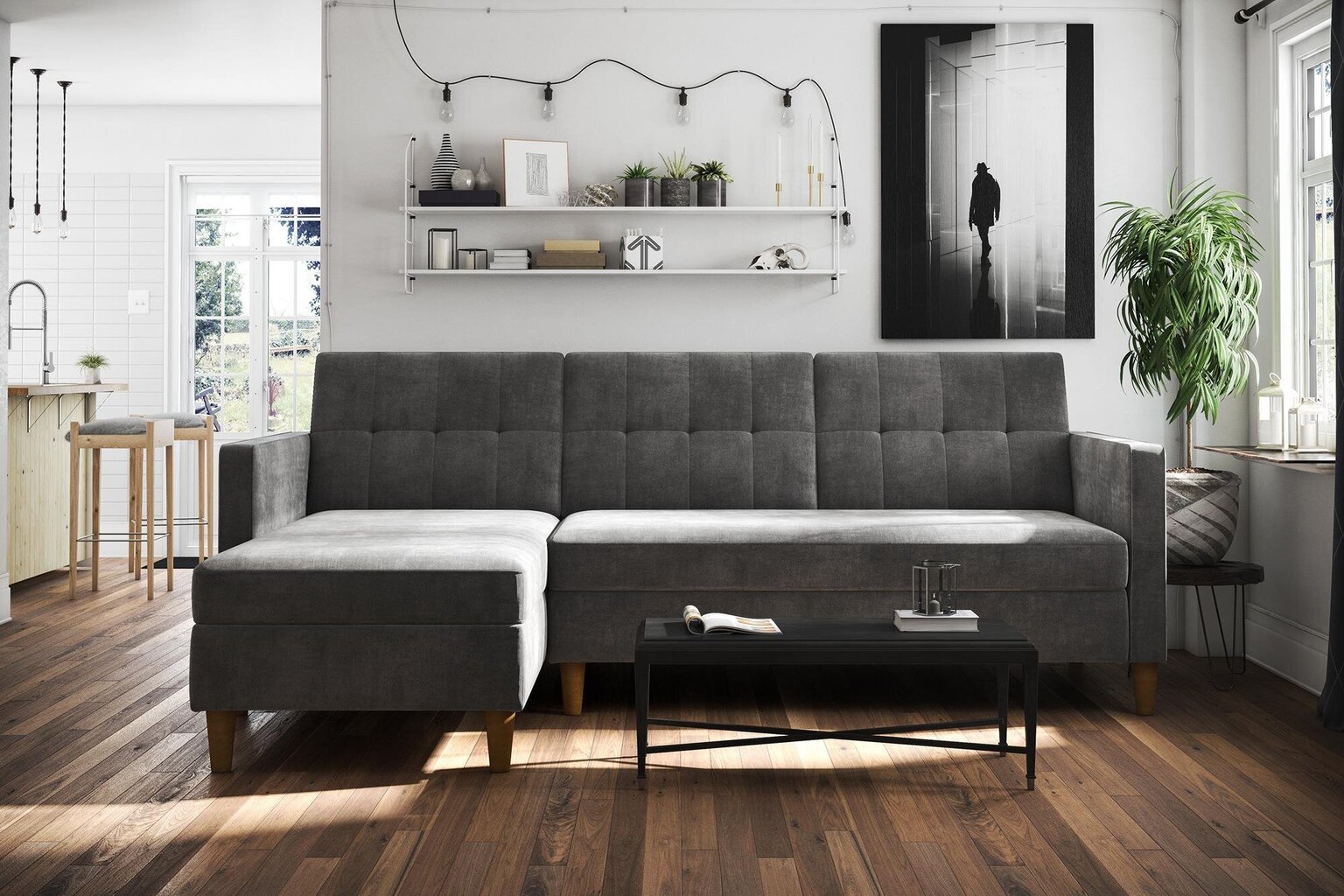 Dīvāns Dorel Home Hartford, pelēks cena un informācija | Stūra dīvāni | 220.lv