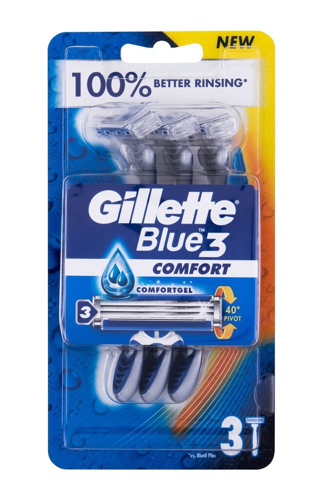 Gillette Blue3 Comfort skuveklis vīriešiem 3 gab. cena un informācija | Skūšanās piederumi, kosmētika | 220.lv