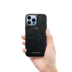 Zillionaire Ostrich Skin кожаный чехол для iPhone 13 Pro (6,1″) — Черный цена и информация | Чехлы для телефонов | 220.lv