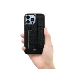 ZILLIONAIRE iPhone 13 Pro (6,1″) Pebbled Finger Pocket ādas apvalks – Melns cena un informācija | Telefonu vāciņi, maciņi | 220.lv