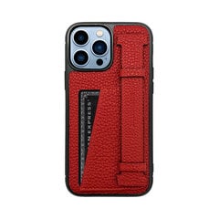 ZILLIONAIRE iPhone 13 (6,1″) Pebbled Finger Pocket ādas apvalks – Sarkans cena un informācija | Telefonu vāciņi, maciņi | 220.lv
