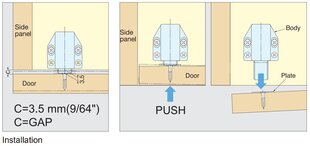 Sugatsune magnētisks pieskaras durvju aizbāznis, melns цена и информация | Другие принадлежности для мебели | 220.lv