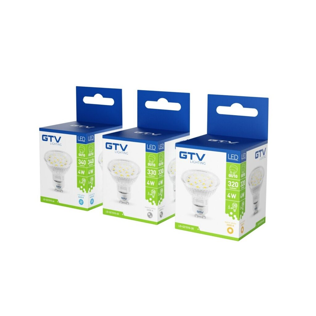 GTV LED GU10 spuldze 4W, 230V, 6400K, 340lm, 120° cena un informācija | Spuldzes | 220.lv