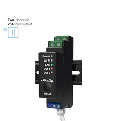 2-kanālu viedais relejs Wi-Fi/Bluetooth/LAN Shelly PRO 2PM cena un informācija | Drošības sistēmas, kontrolieri | 220.lv