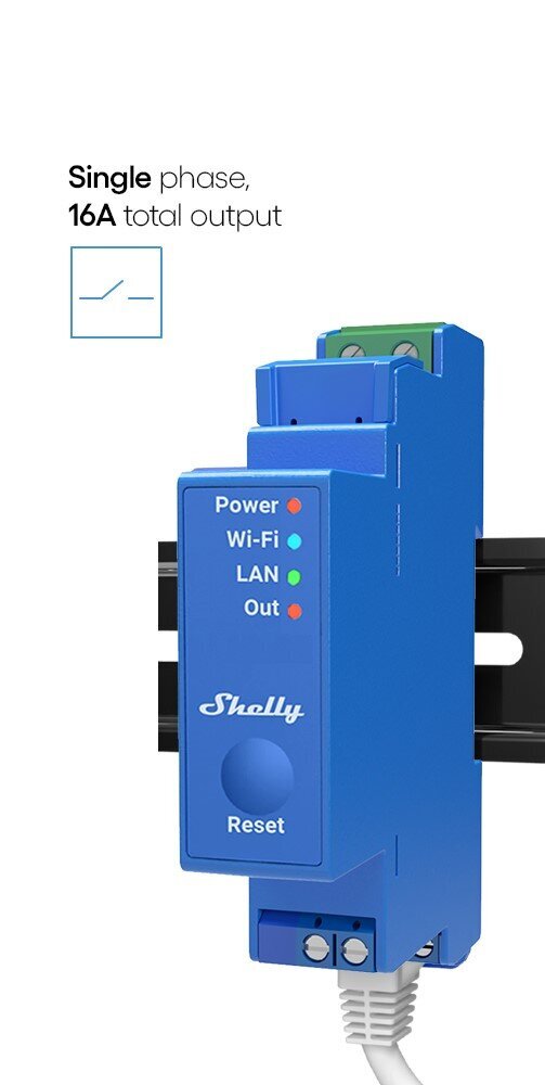 Viedais relejs Wi-Fi / Bluetooth / LAN Shelly PRO 1 цена и информация | Drošības sistēmas, kontrolieri | 220.lv