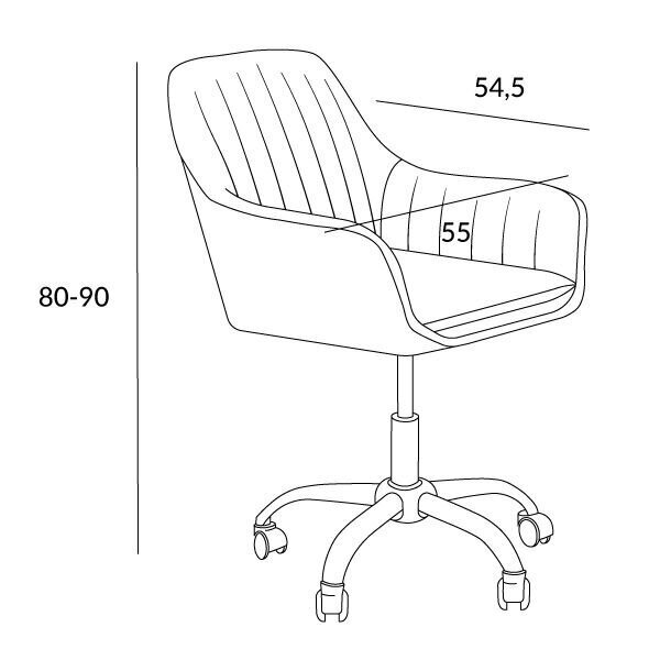 TEILL velūra grozāmais krēsls rozā 55x54,5x80-90cm цена и информация | Biroja krēsli | 220.lv