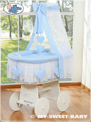 Zīdaiņu gulta Moses Basket/Wicker crib with drape- Amelie blue цена и информация | Детские кроватки | 220.lv