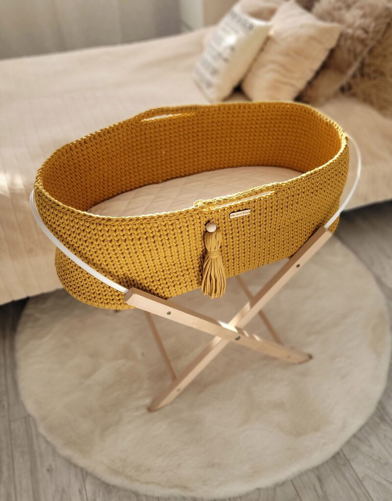 Zīdaiņu gulta Moses basket BOHO Handmade ar statīvu cena un informācija | Zīdaiņu gultas | 220.lv