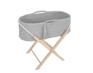 Zīdaiņu gulta Moses basket BOHO Handmade with stand - gray cena un informācija | Zīdaiņu gultas | 220.lv