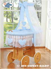 Zīdaiņu gulta Moses Basket/Wicker crib with drape- Amelie blue cena un informācija | Zīdaiņu gultas | 220.lv