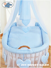 Zīdaiņu gulta Moses Basket/Wicker crib with drape- Amelie blue цена и информация | Детские кроватки | 220.lv