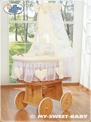 Zīdaiņu gulta Moses Basket/Wicker crib with drape- Amelie cream цена и информация | Детские кроватки | 220.lv