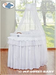 Zīdaiņu gulta Moses Basket/Wicker crib with drape- Little Prince/Princess white cena un informācija | Zīdaiņu gultas | 220.lv