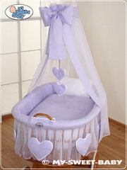 Zīdaiņu gulta Moses Basket/Wicker crib with drape- Amelie lilac cena un informācija | Zīdaiņu gultas | 220.lv