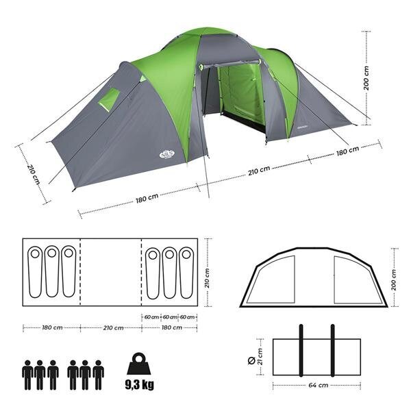 Telts NC6031 CAMPING TENT HIGHLAND NILS CAMP (6 personām) cena un informācija | Teltis | 220.lv