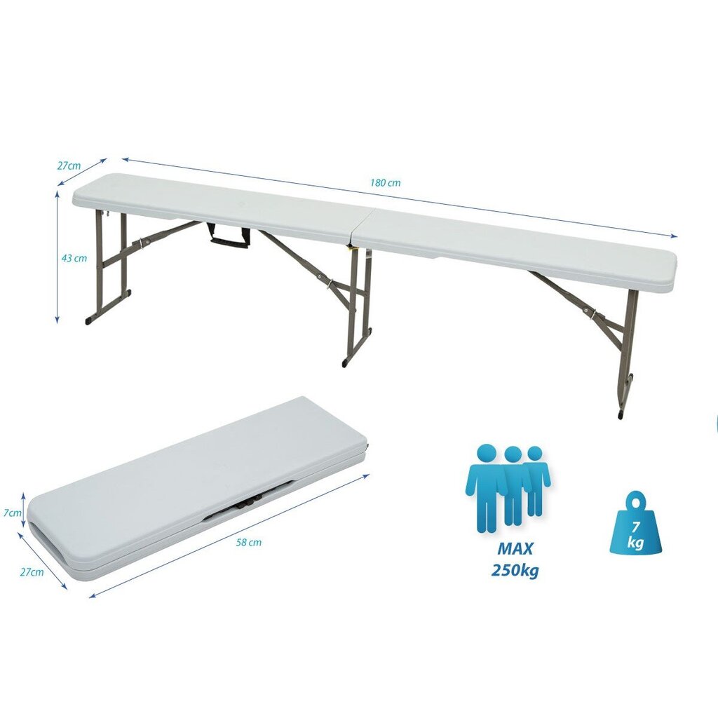 Salokāms tūrisma soliņš, 183x27x43cm cena un informācija |  Tūrisma mēbeles | 220.lv