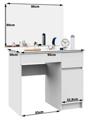 Tualetes galdiņš ar spoguli 90x60 cm, Artisan ozola/balta krāsa cena un informācija | Kosmētikas galdiņi | 220.lv
