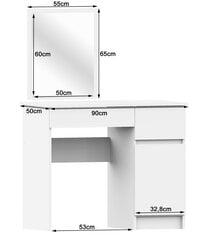 Tualetes galdiņš ar spoguli 50x60 cm, tumši brūns/balts cena un informācija | Kosmētikas galdiņi | 220.lv