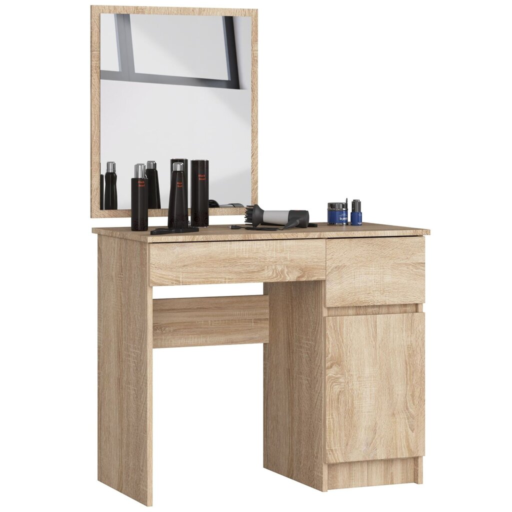 Tualetes galdiņš ar spoguli 50x60 cm, Sonoma ozola krāsa cena un informācija | Kosmētikas galdiņi | 220.lv