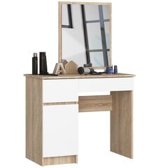 Tualetes galdiņš ar spoguli 50x60 cm, Sonoma ozola/balta krāsa cena un informācija | Kosmētikas galdiņi | 220.lv