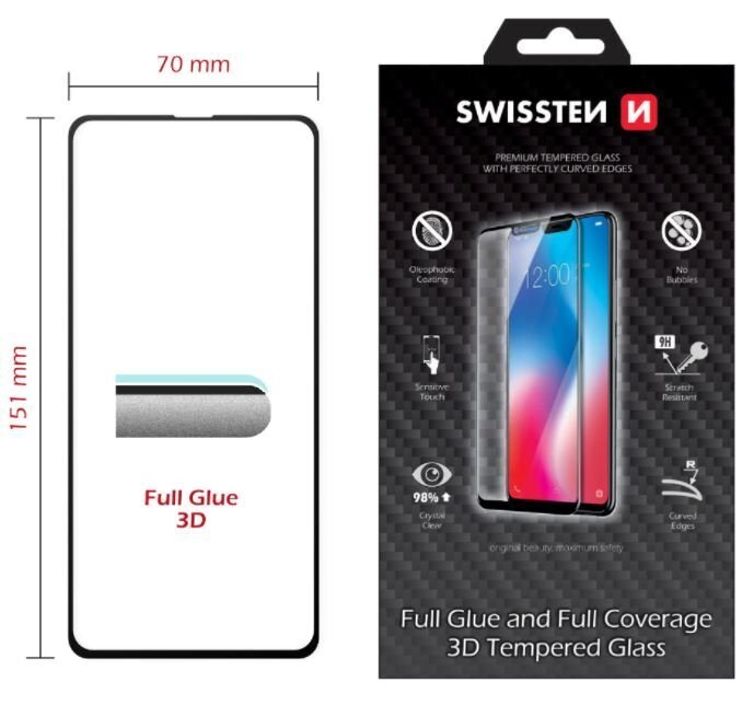 Swissten Ultra Durable Full Face Tempered Glass Aizsargstikls Apple iPhone 14 Pro Max Melns cena un informācija | Ekrāna aizsargstikli | 220.lv