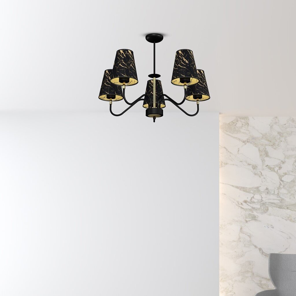 Piekaramā lampa Milagro HERMES Black/Gold 5xE27 cena un informācija | Lustras | 220.lv