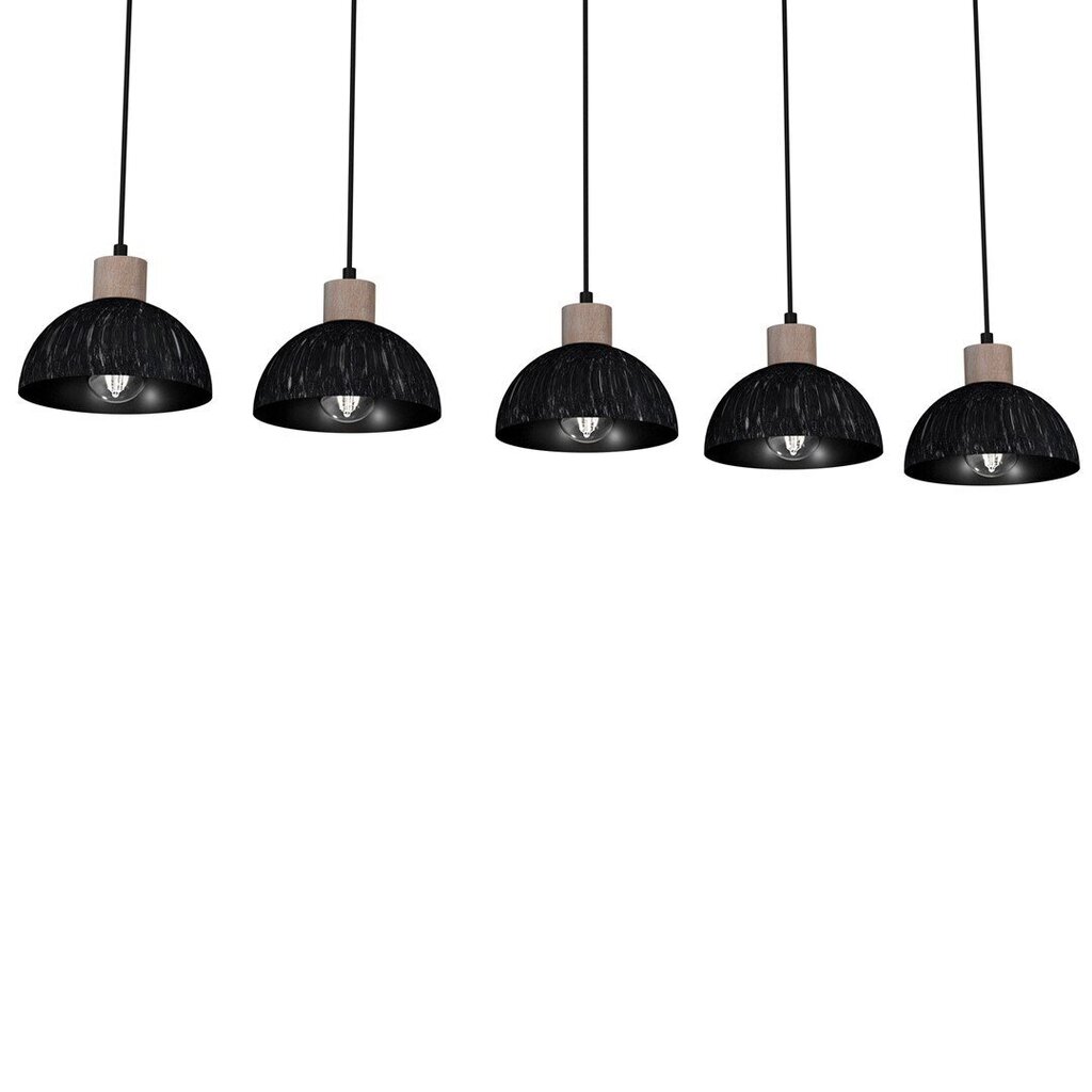 Piekaramā lampa Milagro ERIK Sawn black/Patinated wood 5XE27 cena un informācija | Piekaramās lampas | 220.lv