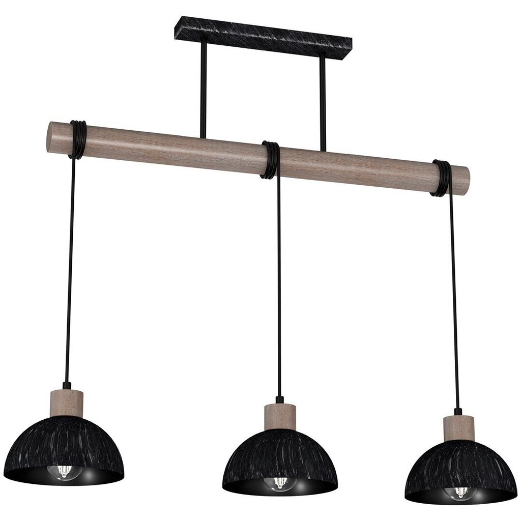 Piekaramā lampa Milagro ERIK Sawn black/Patinated wood 3XE27 cena un informācija | Piekaramās lampas | 220.lv