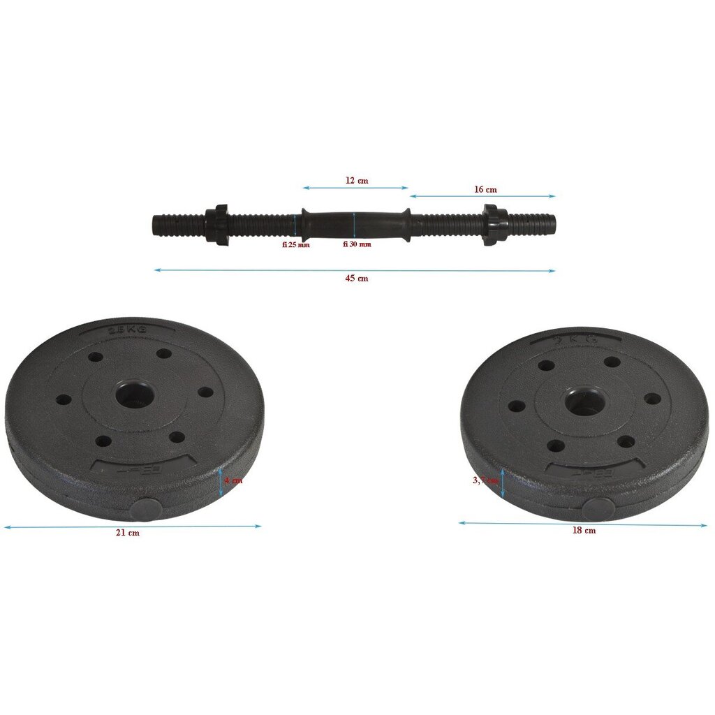 Svaru komplekts - Enero Fit, 20 kg, 2x10 kg цена и информация | Svari, hanteles, stieņi | 220.lv