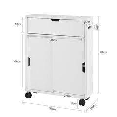 SoBuy Bathroom Cabinet Storage Shelf on Wheels, Bathroom Toilet Paper Storage Cabinet,BZR31-W цена и информация | Шкафчики для ванной | 220.lv