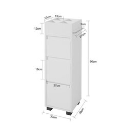 SoBuy White Bathroom Cabinet Bathroom Storage Cabinet Unit with 3 Drawers,BZR29-W цена и информация | Шкафчики для ванной | 220.lv