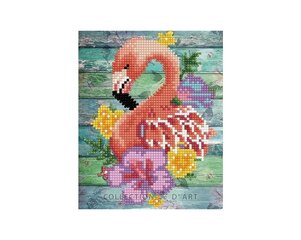 Gleznas no dimanta mozaīkas 17x21 cm. "Rozā flamingo" cena un informācija | Dimantu mozaīkas | 220.lv