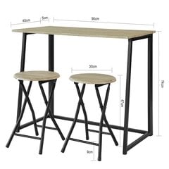 Комплект барной мебели из 3 предметов OGT18-N, серый/черный цена и информация | Комплекты мебели для столовой | 220.lv