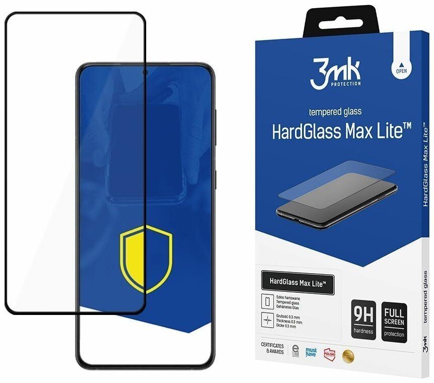 LCD aizsargstikls 3MK Hard Glass Max Lite Xiaomi 12T Pro melns cena un informācija | Ekrāna aizsargstikli | 220.lv