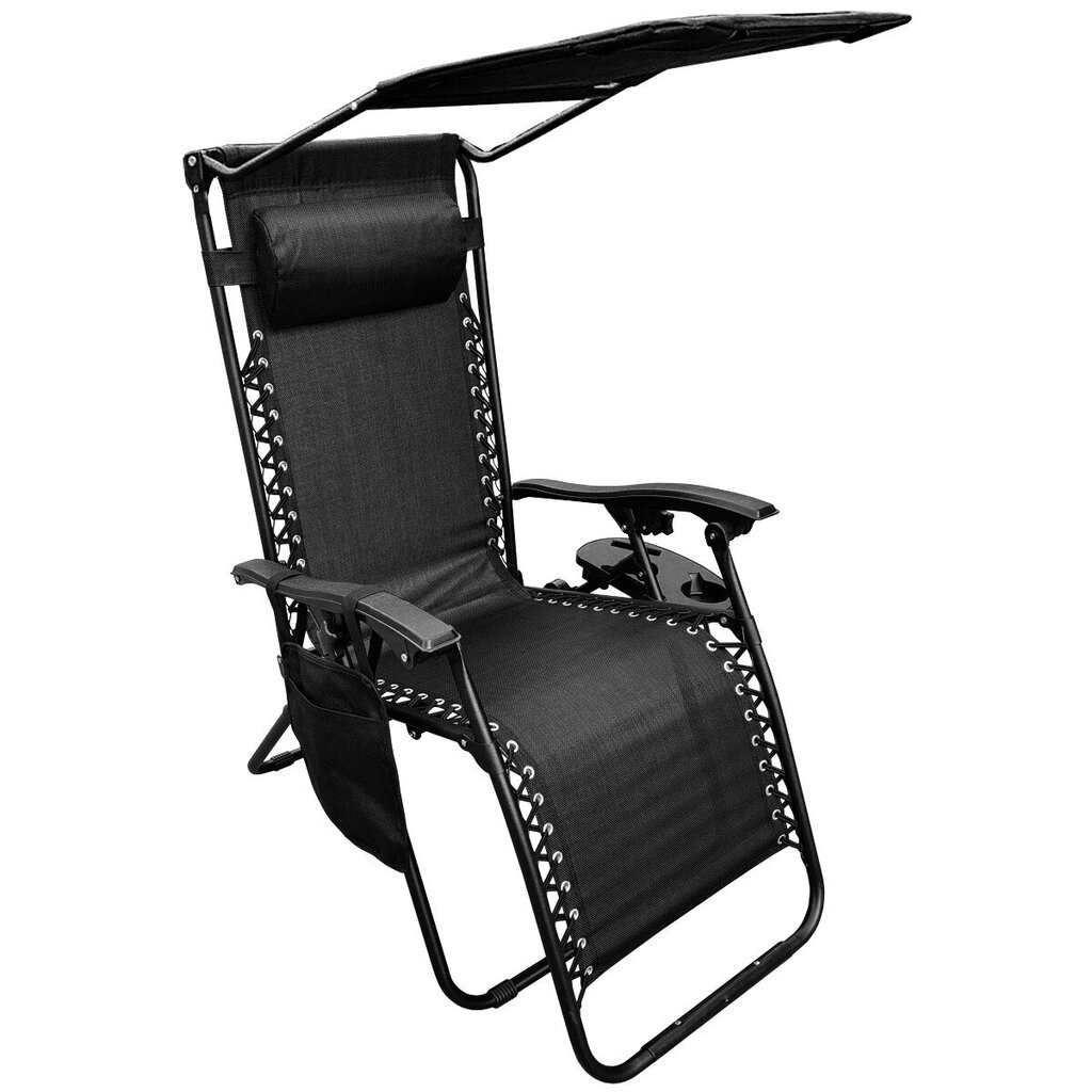Pārgājienu krēsls ar saulessargu, melns cena un informācija |  Tūrisma mēbeles | 220.lv