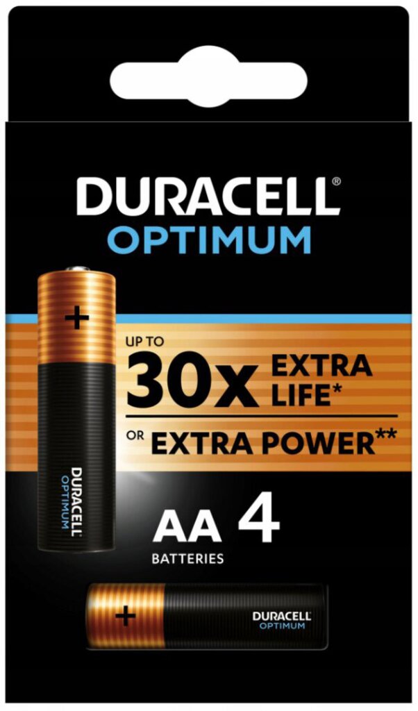 Duracell Optimum AA Alkaline 4pack cena un informācija | Baterijas | 220.lv