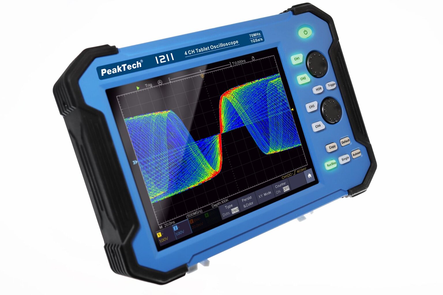 PeakTech® P 1211 70 MHz / 4 CH, 1 GS/s tabletes osciloskops cena un informācija | Rokas instrumenti | 220.lv