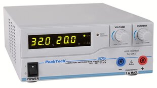 Laboratorijas barošanas avots PeakTech® P 1575, līdzstrāva 1 - 32V / 0 - 20A & USB cena un informācija | Barošanas avoti | 220.lv