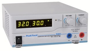 Laboratorijas barošanas avots PeakTech® P 1580, līdzstrāva 1 - 32V / 0 - 30A & USB cena un informācija | Barošanas avoti | 220.lv