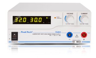 Laboratorijas barošanas avots PeakTech® P 1580, līdzstrāva 1 - 32V / 0 - 30A & USB cena un informācija | Barošanas avoti | 220.lv