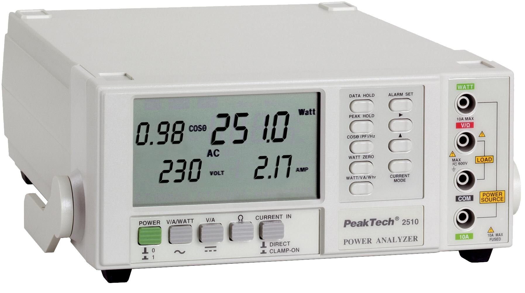 Jaudas mērītājs ar izšķirtspēju 0,1 W PeakTech® P 2510 цена и информация | Rokas instrumenti | 220.lv