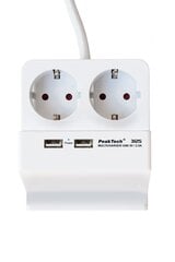 Блок питания PeakTech® P 3125 2 x 230 В Schuko и 2 x USB зарядное устройство с 2,5 А цена и информация | Удлинители | 220.lv