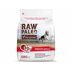 Сухой беззерновой корм для собак средних пород с говядиной Raw Paleo Adult Medium, 280 г цена и информация | Сухой корм для собак | 220.lv