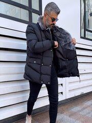 Melna vīriešu jaka ar pelēku kažokādu Roni PK6969-48853-XXL cena un informācija | Vīriešu virsjakas | 220.lv